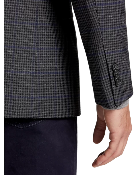 Awearness Kenneth Cole Modern Fit Sport Coat, Gray & Blue Windowpane - Image 2