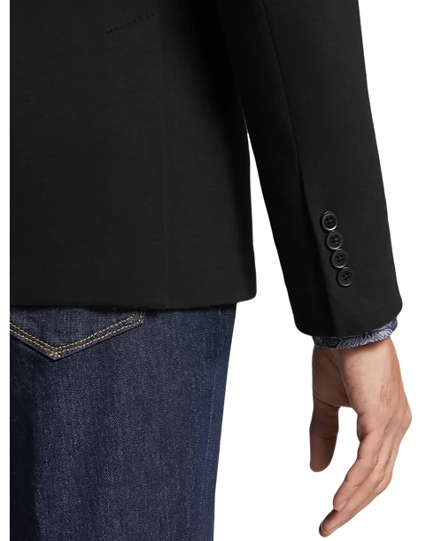 Michael Strahan Classic Fit Knit Sport Coat, Black Solid - Image 2