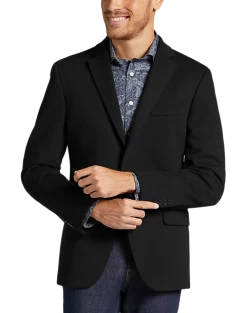 Michael Strahan Classic Fit Knit Sport Coat, Black Solid