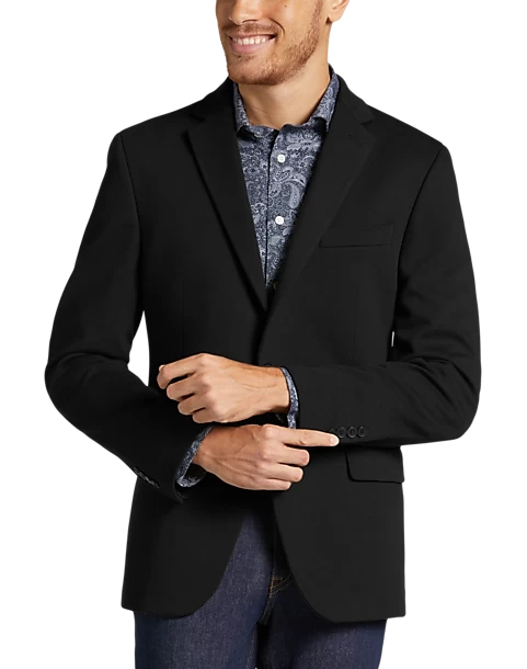 Michael Strahan Classic Fit Knit Sport Coat, Black Solid