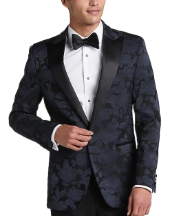 Egara Slim Fit Peak Lapel Dinner Jacket, Midnight Floral Jacquard
