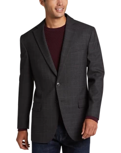 Awearness Kenneth Cole Modern Fit Sport Coat, Black Plaid