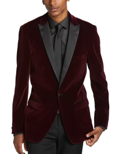 Paisley & Gray Slim Fit Dinner Jacket, Burgundy