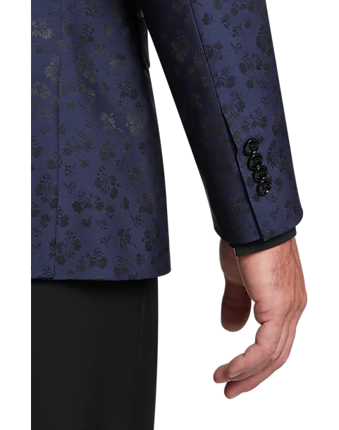 Michael Strahan Classic Fit Shawl Lapel Dinner Jacket, Blue Floral - Image 2