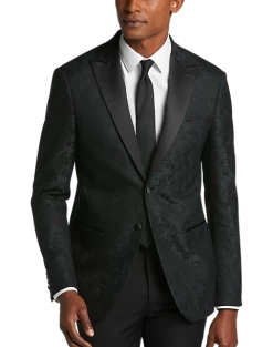 After Hours Slim Fit Satin Peak Lapel Dinner Jacket, Green Paisley