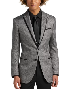 Egara Slim Fit Notch Lapel Dinner Jacket, Gray Paisley