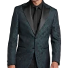 Egara Slim Fit Peak Lapel Dinner Jacket, Emerald Green Paisley