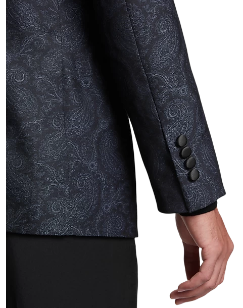 Egara Slim Fit Peak Lapel Dinner Jacket, Charcoal Paisley - Image 2