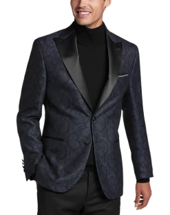 Egara Slim Fit Peak Lapel Dinner Jacket, Charcoal Paisley