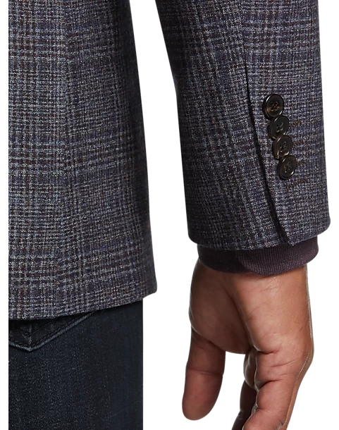 Joseph Abboud Slim Fit Sport Coat, Blue And Plum Plaid - Image 2