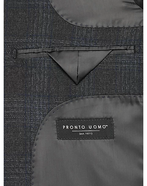 Pronto Uomo Modern Fit Sport Coat, Charcoal Plaid - Image 3
