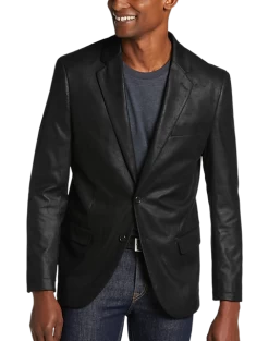 Daniel Hechter Modern Fit Vegan Leather Sport Coat, Black