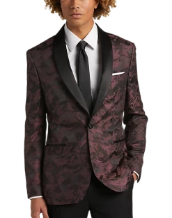 Egara Slim Fit Dinner Jacket, Maroon Floral