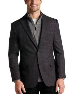 Awearness Kenneth Cole Modern Fit Sport Coat, Wine Windowpane