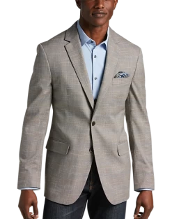 Michael Strahan Classic Fit Sport Coat, Tan Plaid