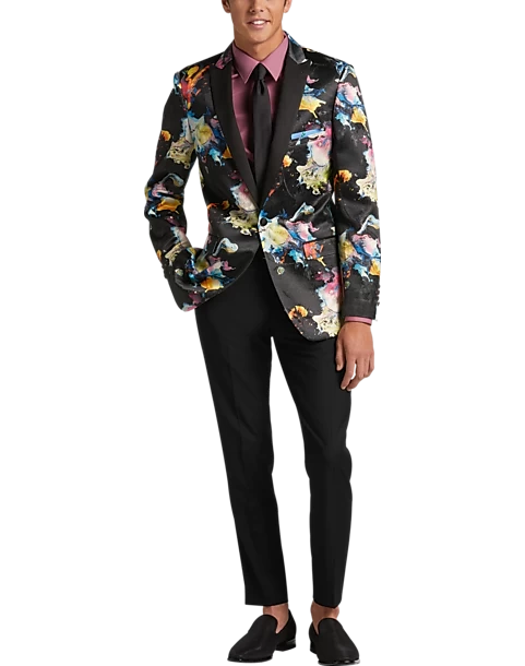 Paisley & Gray Slim Fit Dinner Jacket, Multicolor Abstract Art - Image 2