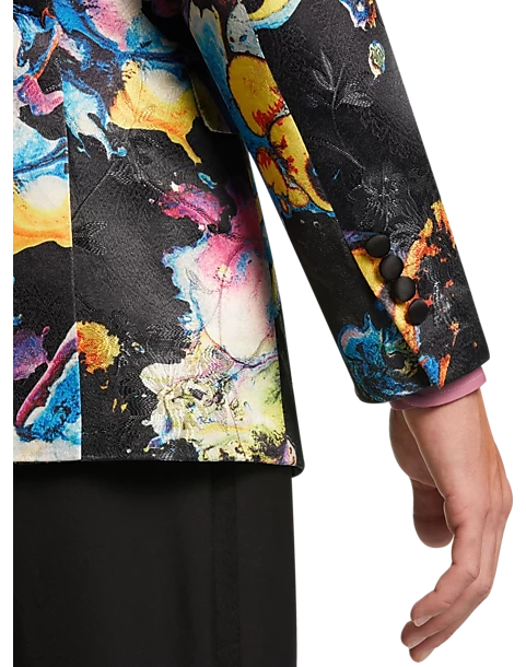Paisley & Gray Slim Fit Dinner Jacket, Multicolor Abstract Art - Image 3