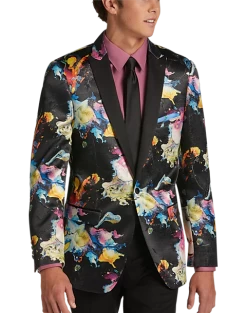 Paisley & Gray Slim Fit Dinner Jacket, Multicolor Abstract Art