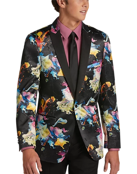 Paisley & Gray Slim Fit Dinner Jacket, Multicolor Abstract Art