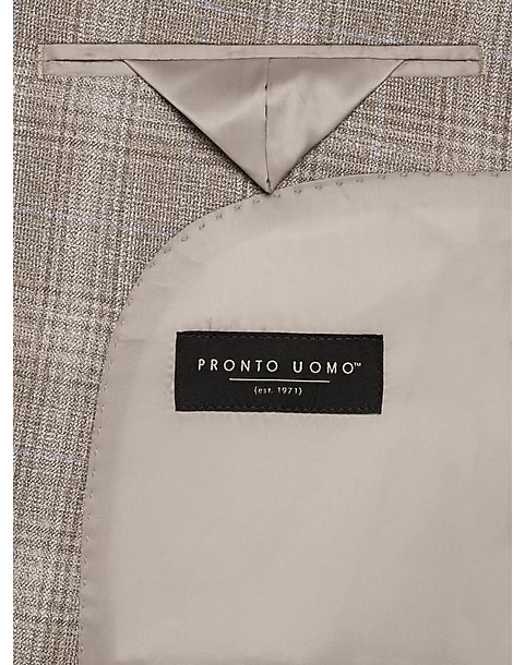 Pronto Uomo Modern Fit Notch Lapel Sport Coat, Tan Plaid - Image 3