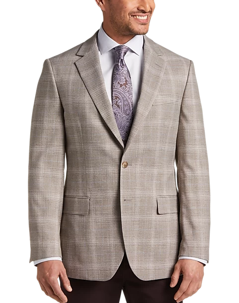 Pronto Uomo Modern Fit Notch Lapel Sport Coat, Tan Plaid