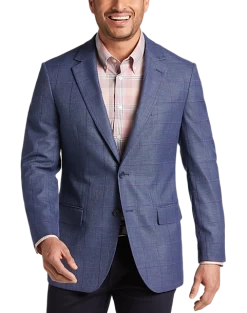 Pronto Uomo Modern Fit Notch Lapel Sport Coat, Blue Windowpane Plaid