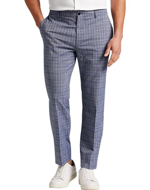 Michael Strahan Modern Fit Pants, Navy Plaid