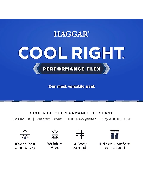 Haggar Cool Right® Performance Flex Classic Fit Pleated-Front Pants, Midnight - Image 4