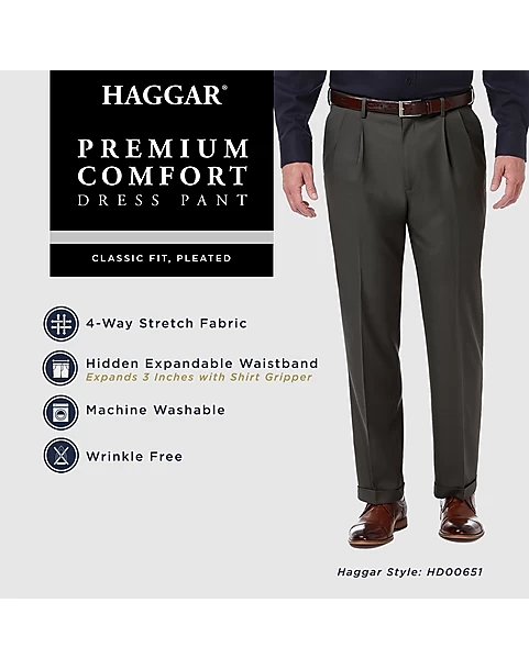 Haggar Premium Comfort Classic Fit Pleat-Front Pants, Medium Khaki - Image 4