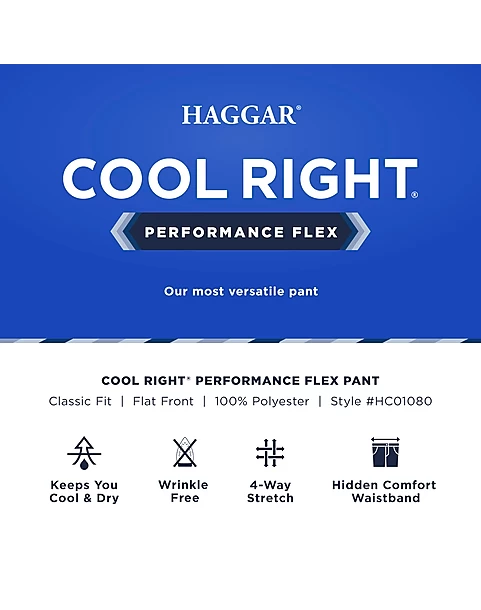 Haggar Cool Right® Performance Flex Classic Fit Flat-Front Pants, Heather Gray - Image 4