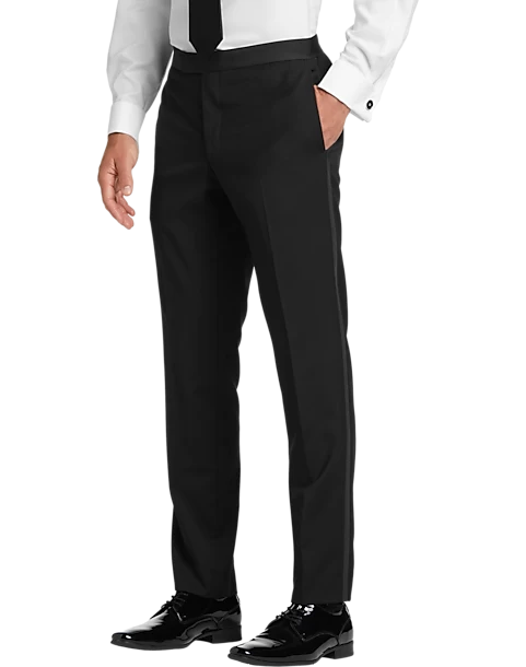BLACK By Vera Wang Slim Fit Tuxedo Pants, Black - Image 2