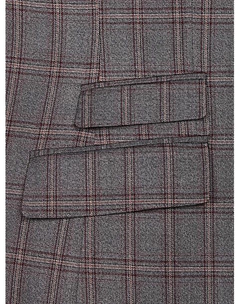 Egara Skinny Fit Suit Separates Coat, Wine Windowpane - Image 4