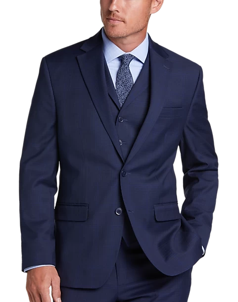 Michael Strahan Classic Fit Vested Suit, Blue Plaid