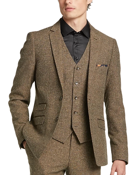 Paisley & Gray Slim Fit Suit Separates Coat, Caramel Donegal - Image 2