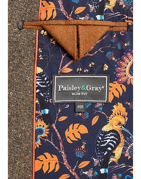 Paisley & Gray Slim Fit Suit Separates Coat, Caramel Donegal - Image 4