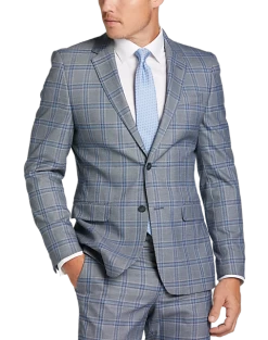 Egara Skinny Fit Suit Separates Coat, Gray Plaid