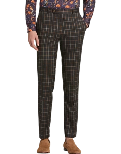 Paisley & Gray Slim Fit Suit Separates Pants, Charcoal & Gold Windowpane
