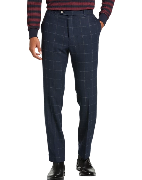 Paisley & Gray Slim Fit Suit Separates Pants, Navy Herringbone Windowpane