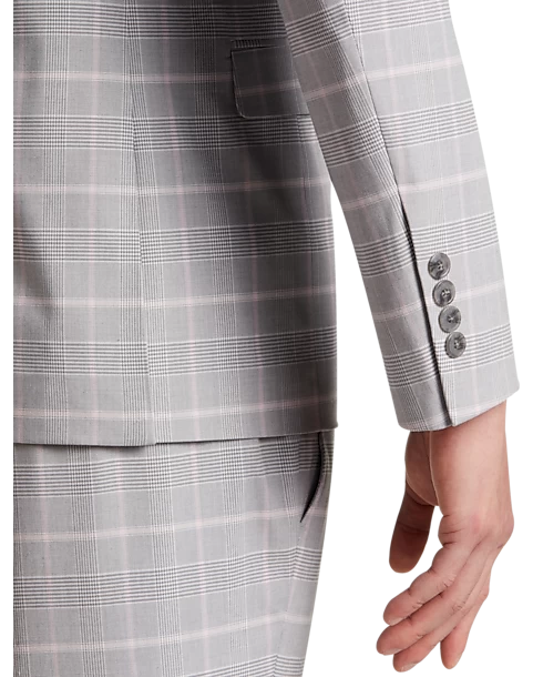 Egara Skinny Fit Suit Separates Coat, Gray & Pink Plaid - Image 2