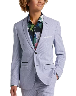 Paisley & Gray Slim Fit Suit Separates Coat, Blue & White Seersucker
