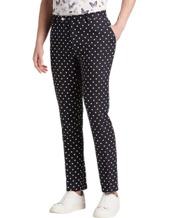 Paisley & Gray Slim Fit Suit Separates Pants, Navy With White Polka Dots