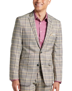 Paisley & Gray Slim Fit Suit Separates Coat, Olive & Yellow Check