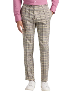 Paisley & Gray Slim Fit Suit Separates Pants, Olive & Yellow Check