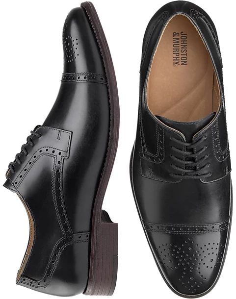 Johnston & Murphy Lewis Cap Toe Lace-Up Dress Shoe, Black