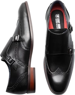 Stacy Adams Karson Wingtip Monkstrap Dress Shoes, Cognac