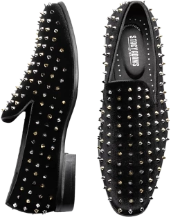 Stacy Adams Spire Spiked Formal Loafers, Black And Gold
