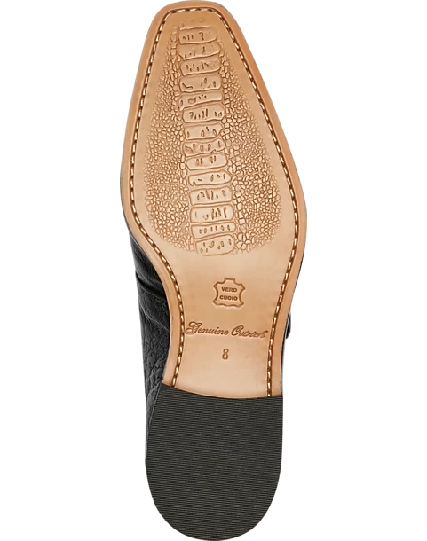 Belvedere Josh Ostrich Moc Toe Monk Strap Shoes, Black - Image 2