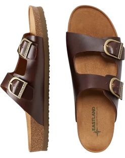 Eastland Cambridge Suede Double Buckle Slide Sandals, Khaki