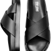 Stacy Adams Montel Cross Strap Slide Sandals, Black