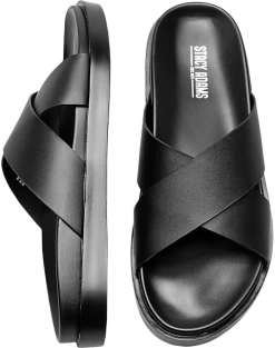 Stacy Adams Montel Cross Strap Slide Sandals, Black